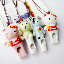 Cute cartoon kitty cat ceramic whistle necklace pendant girl birthday gift ceramic jewelry