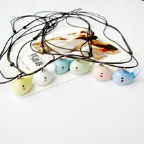 Ceramic Handmade Stereo Dolphin Jewelry Sterling Silver Necklace Female Student Gift Little Whale choker Couple Jewelry