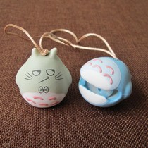 Cute wooden fish Totoro ceramic wind chimes hanging ornaments patron birthday gift Jingdezhen ceramic jewelry
