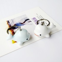 Dolphin Bay lovers creative couple pendant key chain girl gift ceramic accessories
