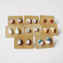 Ceramic cartoon cute earrings hipster cute Moren ceramic earrings student ceramic jewelry