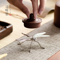 Creative alloy dragonfly cover | Kettle Geto shelves pen frame metal tea table for the kung fu tea set accessories