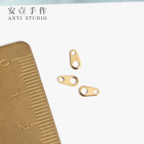 Blocking piece eight-character buckle double hole link piece diy jewelry bracelet necklace material copper plated 14K gold