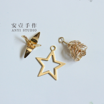 Paper crane Christmas tree hollow flat star five-pointed star diy handmade pendant accessories copper plated 14K gold