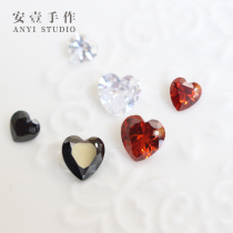 Zircon love pomegranate red black white transparent single hole pendant diy handmade jewelry loose beads accessories Super flash drill