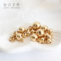 Copper gold plated 14k solid copper beads loose beads diy beaded bracelet earrings necklace accessories smooth round beads