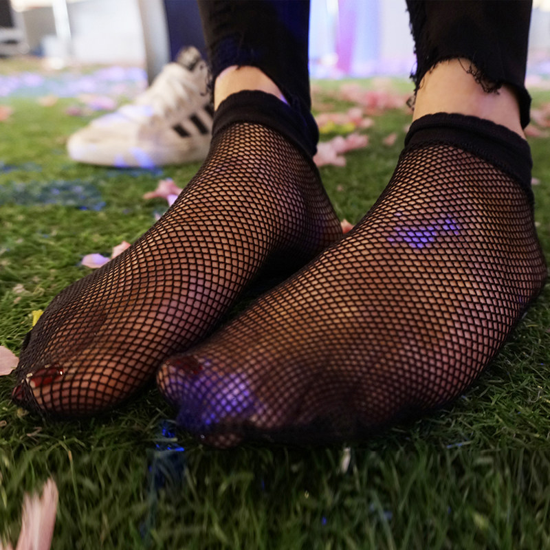 2017新款三双装袜子 短丝袜网眼镂空网袜 蕾丝边短袜 网格短筒袜