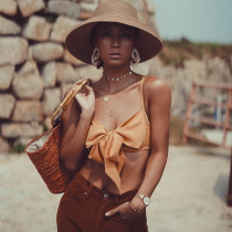 HUIHUI sexy underwear suit female French retro holiday wear chiffon strap bow bra