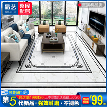 Simple modern jazz White parquet floor tiles living room dining room aisle corridor porch gray mosaic tiles
