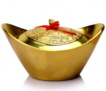 Pure copper covered gold ingot ornaments open cover Feng Shui Cai Wangcai Wangcai for furnishings living room indoor home accessories