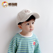 Korean winter childrens baseball cap Lambskin girls cap fashion male baby hat handsome and warm in autumn and winter
