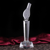 Badminton crystal trophy glass trophy color-plated trophy screen ashtray metal trophy iceberg pickling medal