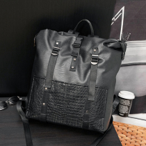 Personalized fashion mens backpack outdoor leisure short-distance travel bag large-capacity luggage bag trendy leather backpack