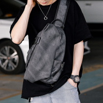 Large-capacity outdoor sports mens chest satchel riding back oblique bag backpack new trendy mens leather shoulder bag