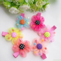 Child safety hairclip flower hair clip baby gauze edge clip Princess cute clip Korean baby head jewelry