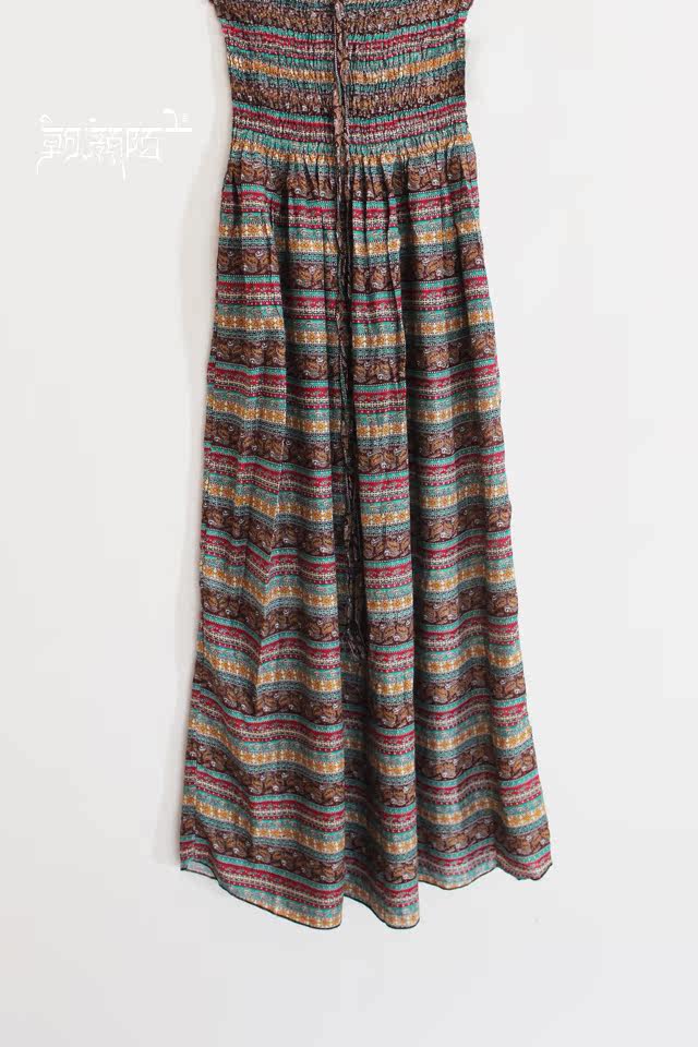 三种穿法 泰国优质棉布热带风情印花抹胸挂脖