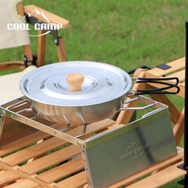 Outdoor Camping Triple Bottom Frying Pan Frying Pan Folding Portable Camping Pan Roast Frying Pan Stainless Steel Camping Cooker