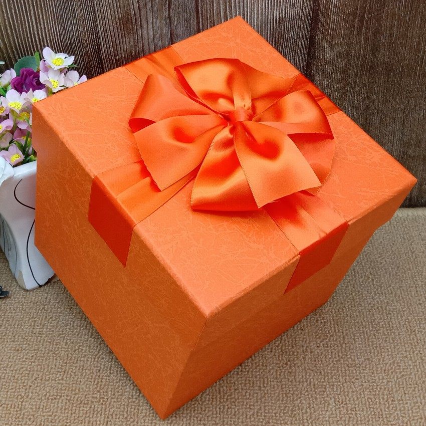 高档橙色礼物礼盒特大超大号立体礼品盒节庆用品商场圣诞装饰品盒