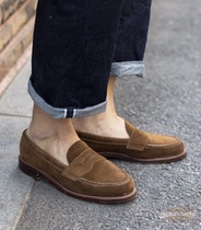 Domestic spot Alden penny loafer hand-sewn suede fur leather shoes