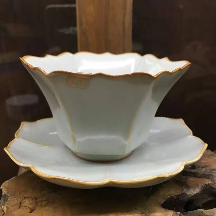 分寸汝窑 六方套杯 天青开片汝瓷茶杯品杯个人杯 非柏采问鼎晓芳_7折