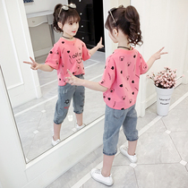 Hong Kong Tide Girls Fashion Short Sleeve T-shirts Children's Round Collar Girls Half-Sleeve Cartoon Printed Loose Bottom Shirt