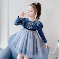 3 girls Aisha dress 4 autumn and winter 5 children 6 foreign 7 winter clothes 8 years old plus velvet padded dress girl skirt