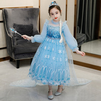 Girls Aisha Princess Dress Pengpeng gauze autumn clothes 2021 new childrens foreign Style Autumn long sleeve dress Aisha skirt