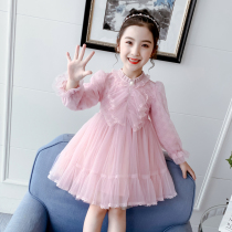 Princess dress girls autumn dress autumn dress 2021 New Girl foreign style pink autumn skirt children spring and autumn