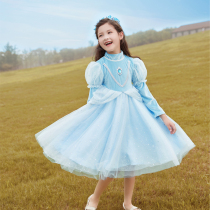 Frozen Aisha Princess Dress Girl Spring Long Sleeve Dress New Girl Fairy Children Spring Skirt