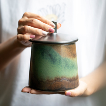 Shanshui Jingdezhen handmade ceramic tea cans household small medium universal storage tank tea warehouse Creative Tea Ware