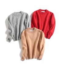 (Rabbit Home) Baoborong parent-child clothing male and female children small and middle school children half high collar pure cashmere pullover sweater