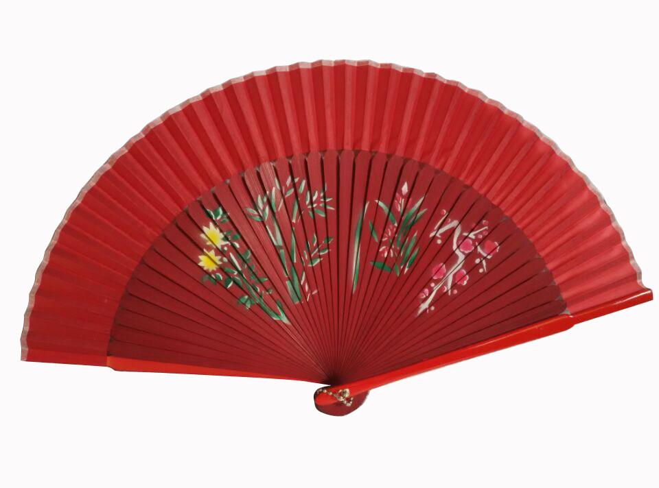 喷绘扇子蝶恋花女扇竹扇折扇各款女士扇子批发中国红扇子工艺扇子