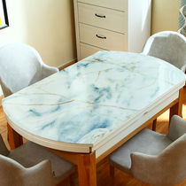 Oval tablecloth marbled dining table cloth European coffee table mat folding pvc waterproof anti-hot round table mat