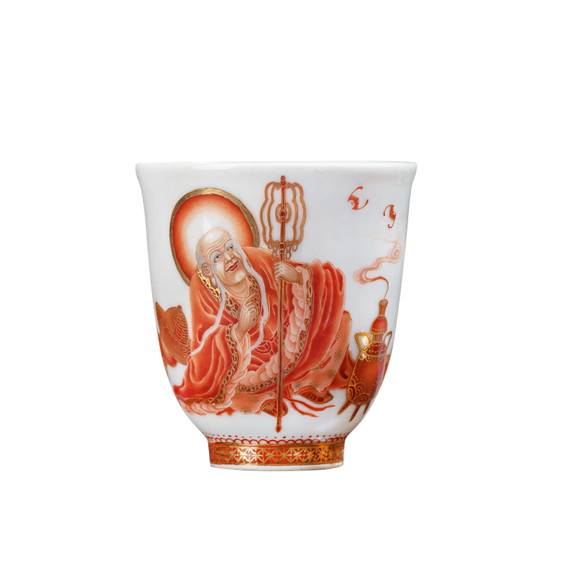 Hand - made heavy industry alum red paint 18 arhats master cup cup of jingdezhen ceramic tea sets single cup home