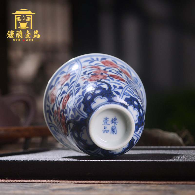 Jingdezhen ceramic blue and white youligong name plum blossom put all hand - made master cup kung fu tea tea cup single CPU fragrance - smelling cup