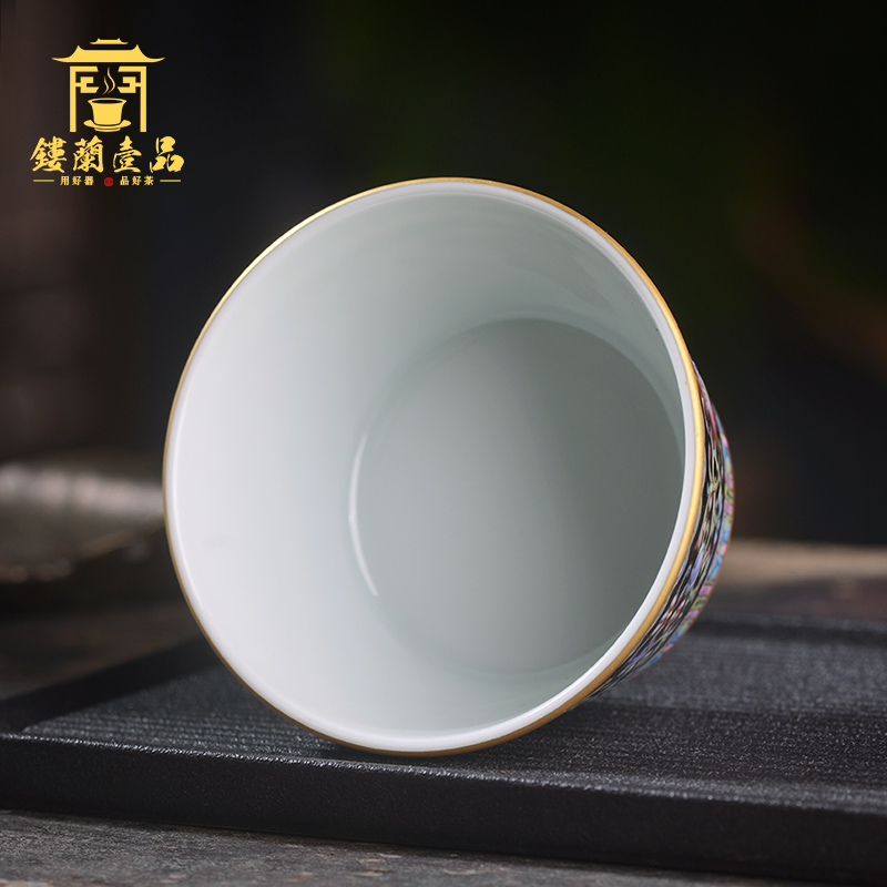 Jingdezhen ceramic hand - made all black enamel bound branch flowers personal master cup single cup tea cup kung fu tea set