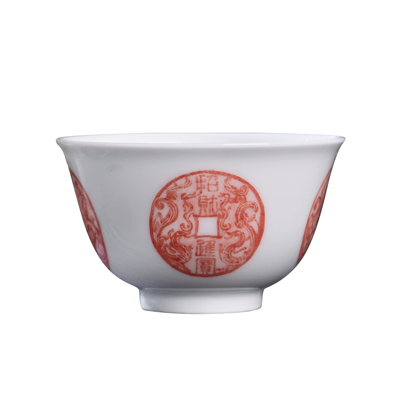 Jingdezhen ceramic all hand - made archaize rubbings make master of kung fu tea tea cup sample tea cup