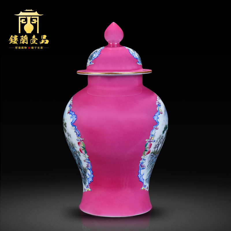 Jingdezhen ceramic all hand - made imitation the qing yongzheng offering general red paint as cans of new Chinese style household storage tank caddy fixings