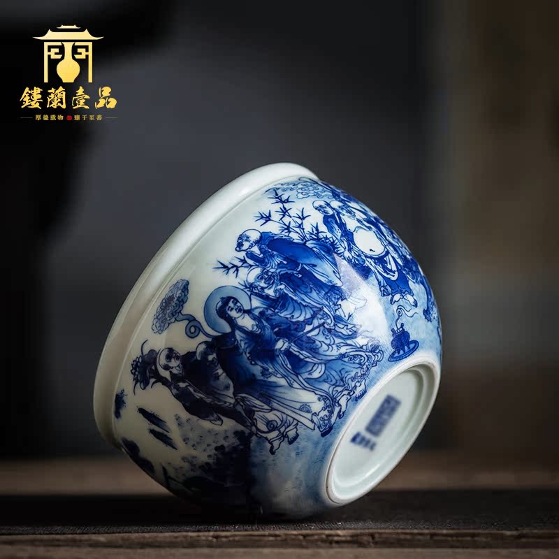 Jingdezhen hand - made ceramic blue 18 Luo Hanjian tea wash in hot water tank household kung fu tea tea accessories