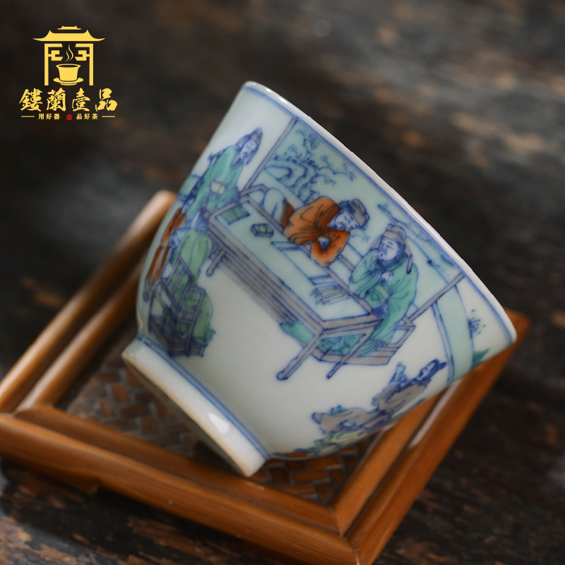 Kunfu tea ware jingdezhen ceramics cup all hand - made ancient color master single cup large sample tea cup fragrance - smelling cup