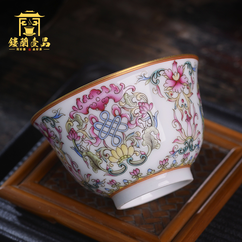 Jingdezhen ceramic all hand - made colored enamel in front master cup kung fu tea cup tea cup sample tea cup