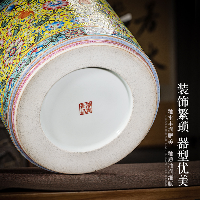 Jingdezhen ceramic all hand - made to pastel yellow tie up branch lotus caddy fixings large - sized kunfu tea tea tea storage storehouse fitting