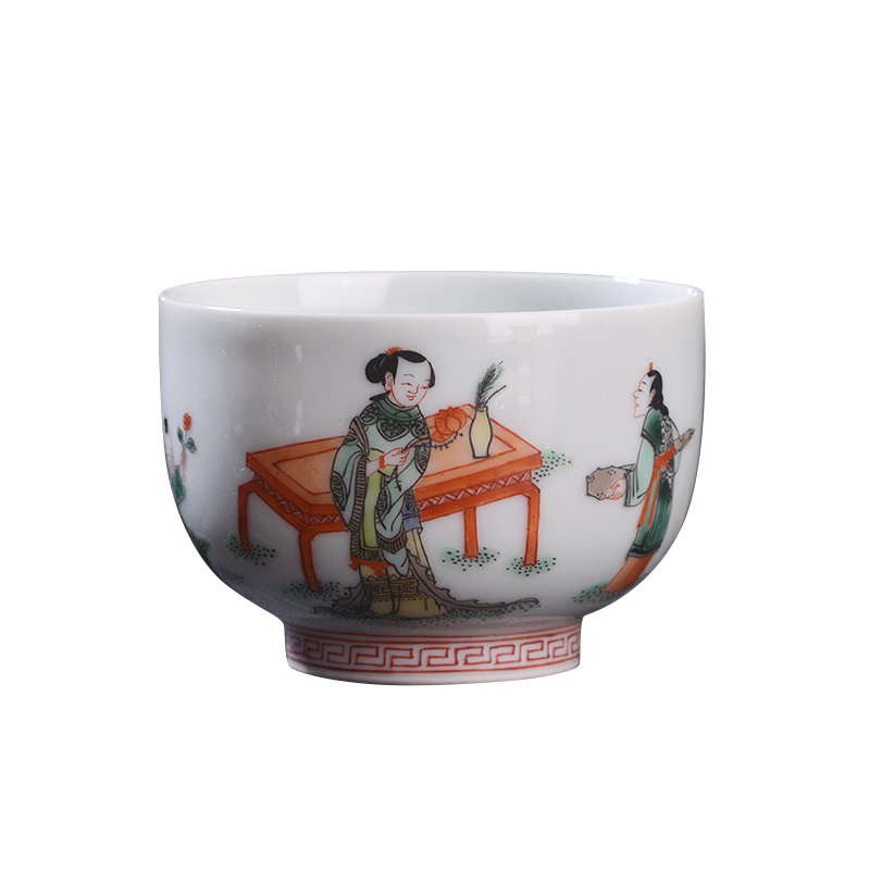 Jingdezhen ceramic hand - made colors all three niang godson master of kung fu tea tea cup sample tea cup single CPU