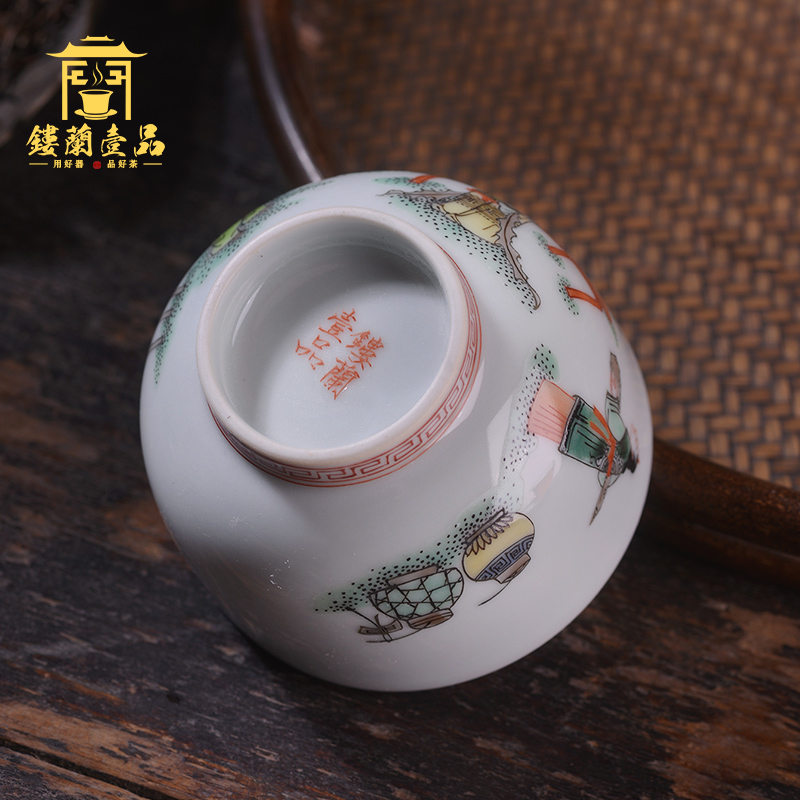 Jingdezhen ceramic hand - made colors all three niang godson master of kung fu tea tea cup sample tea cup single CPU