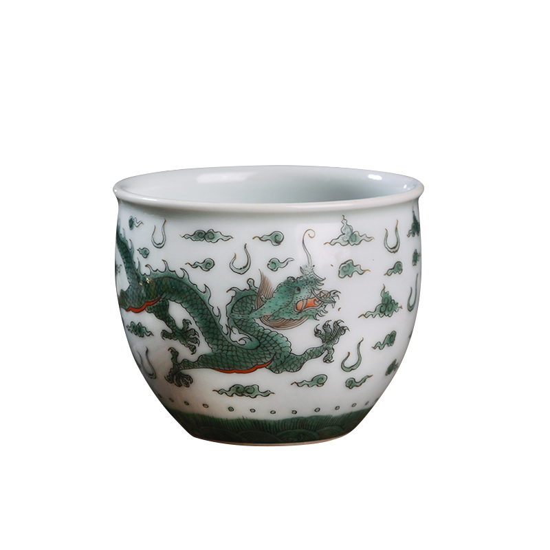 Jingdezhen ceramic hand - made all ancient color dragon playing bead master cup kunfu tea, make tea sample tea cup personal single CPU