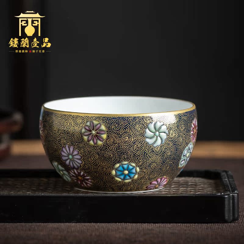 All hand - made enamel paint ball take master of jingdezhen kung fu tea set single glass ceramic tea cup sample tea cup