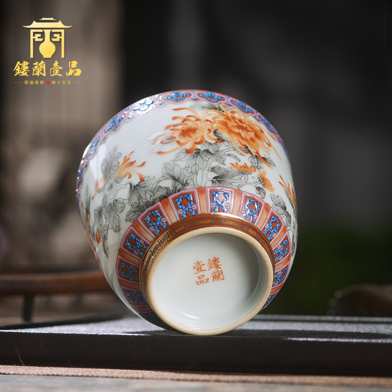 Jingdezhen ceramic all hand - made color ink alum HongQiuJu masters cup large cups kung fu tea cup, bowl