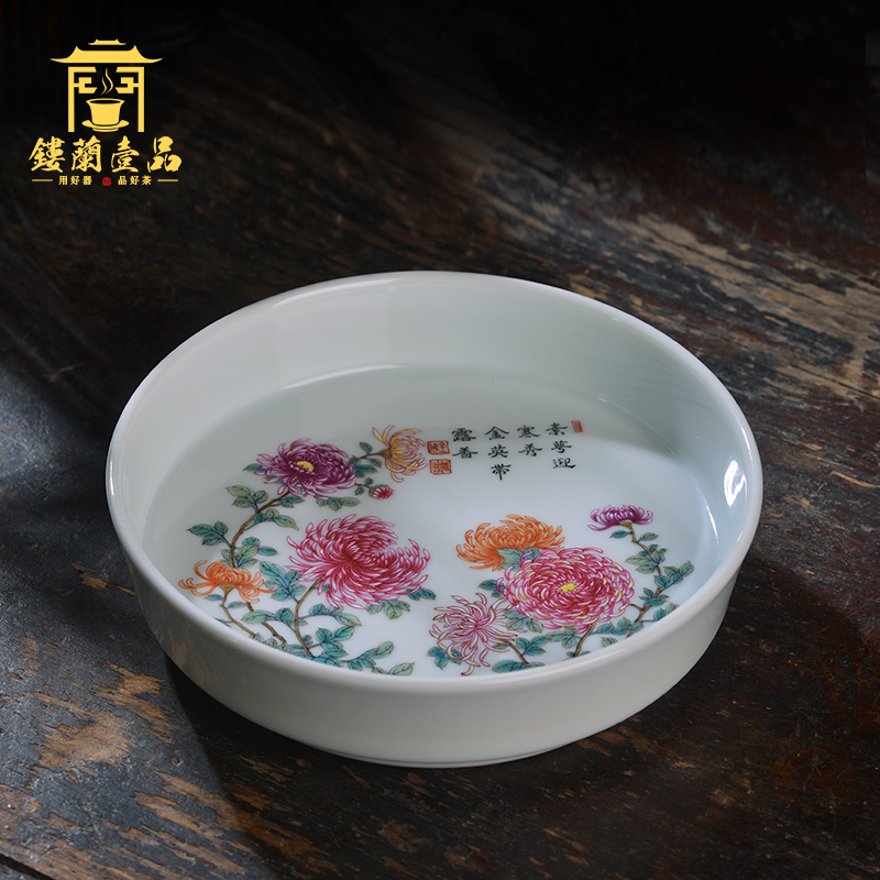 Jingdezhen ceramic kung fu tea pot bearing tea tray hand - made pastel CongJu figure all hand dry terms plate cup saucer