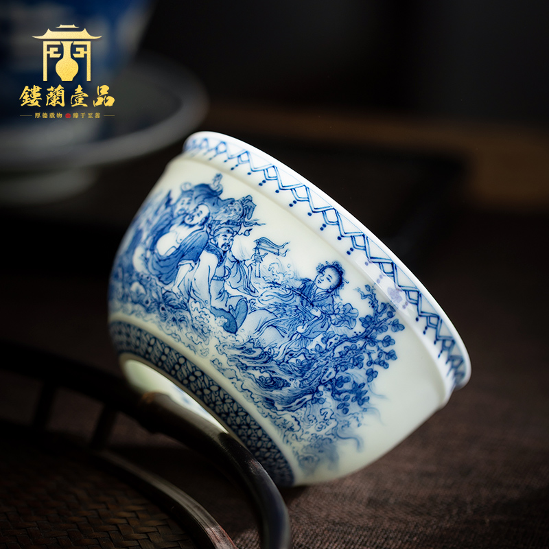 All hand blue sea master single CPU jingdezhen ceramic kunfu tea, tea sample tea cup masters cup