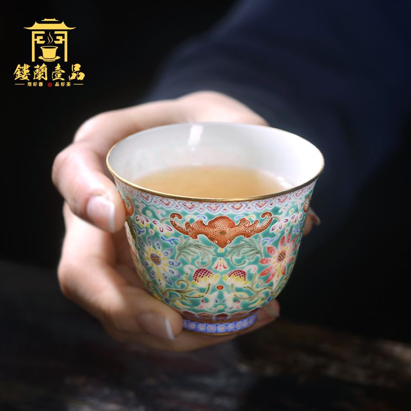 Jane don spill green space around branch lotus master cup of jingdezhen ceramic hand - made single CPU kung fu tea cup sample tea cup individuals